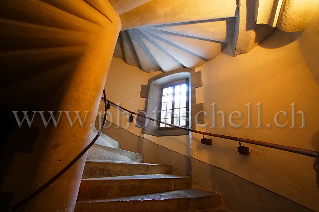 Le chateau de Gruyères, l'escalier rond