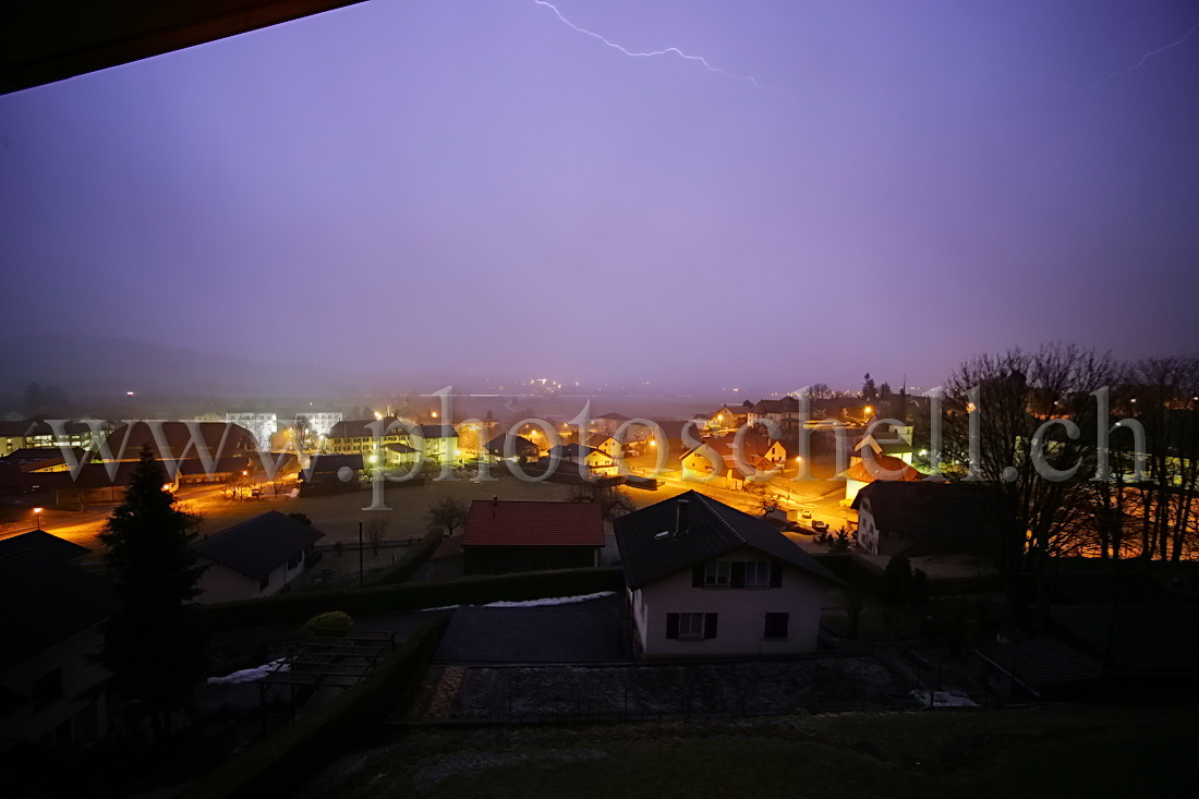 Orage en hiver sur Marsens