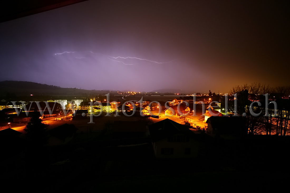 Orage en hiver sur Marsens