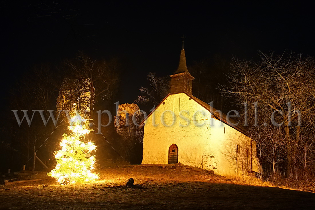 La chapelle, les ruines et le sapin sur l'ile d'Ogoz (2006)