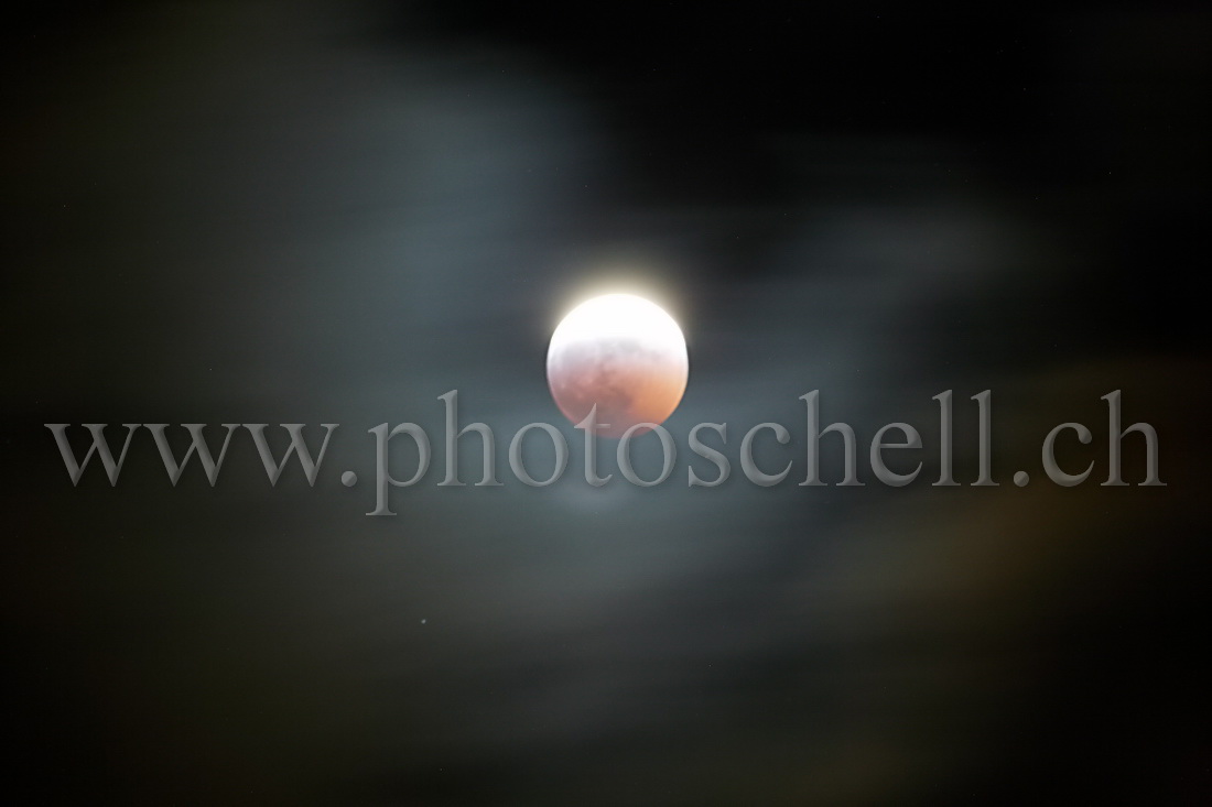 Pleine lune pendant l\'éclipse (photo recadrée prise à 23h25)
