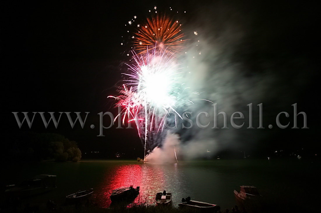 Feu d\'artifice sur le lac de la Gruyère