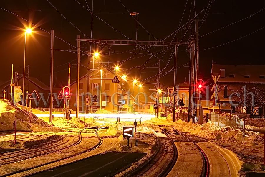 La gare de Lessoc la nuit