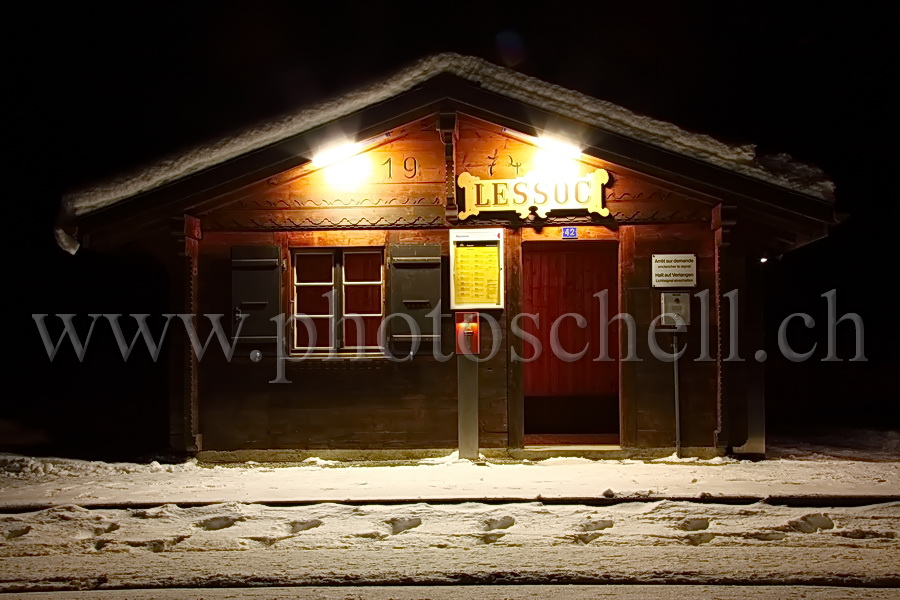 La gare d'Albeuve la nuit