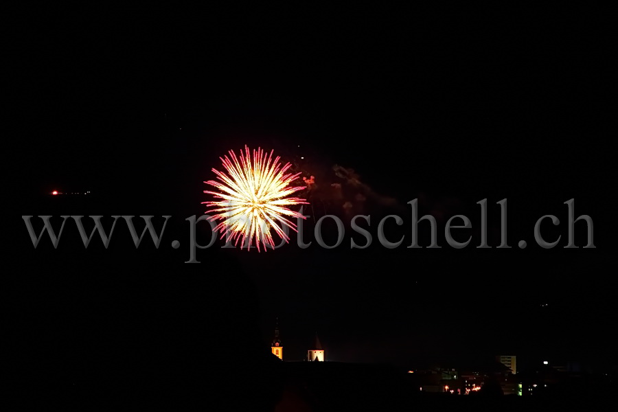 Feu d'artifice au dessus de Bulle (1er août)