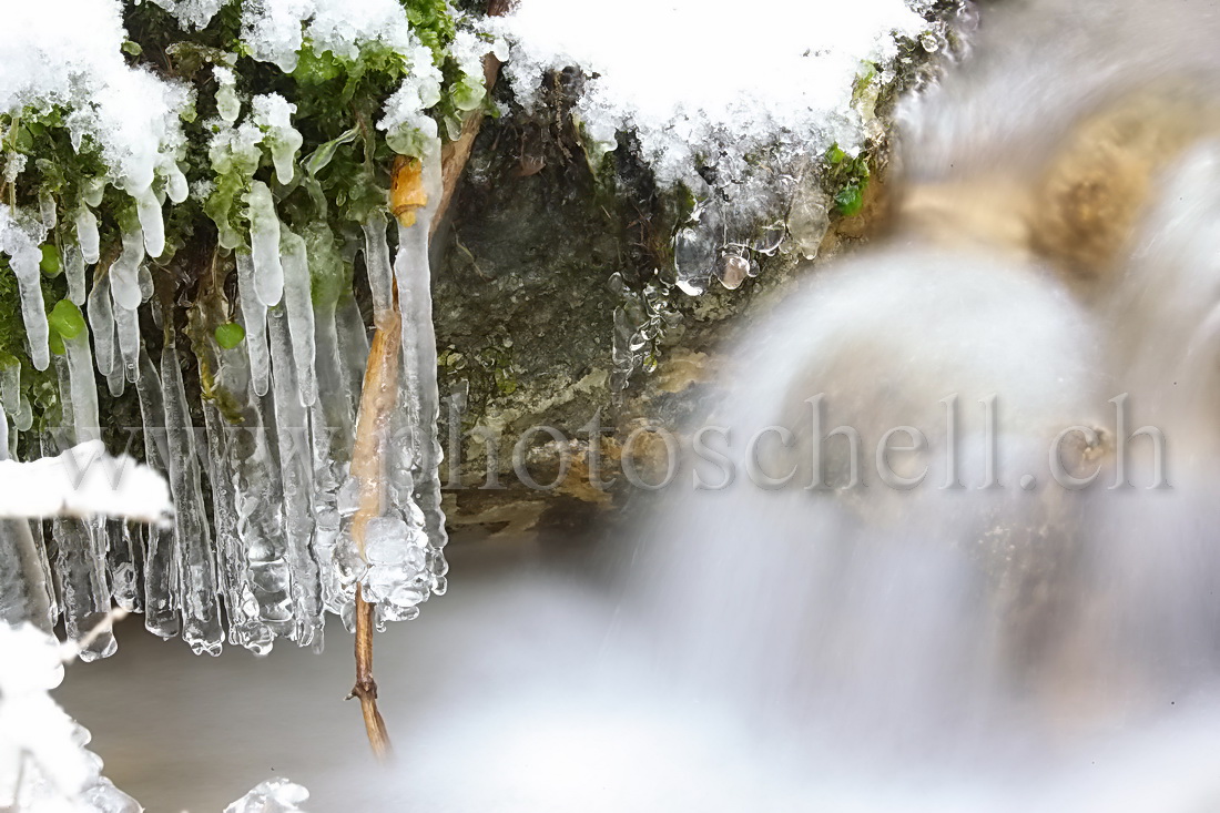 Petites cascades avec leurs sculptures de glace