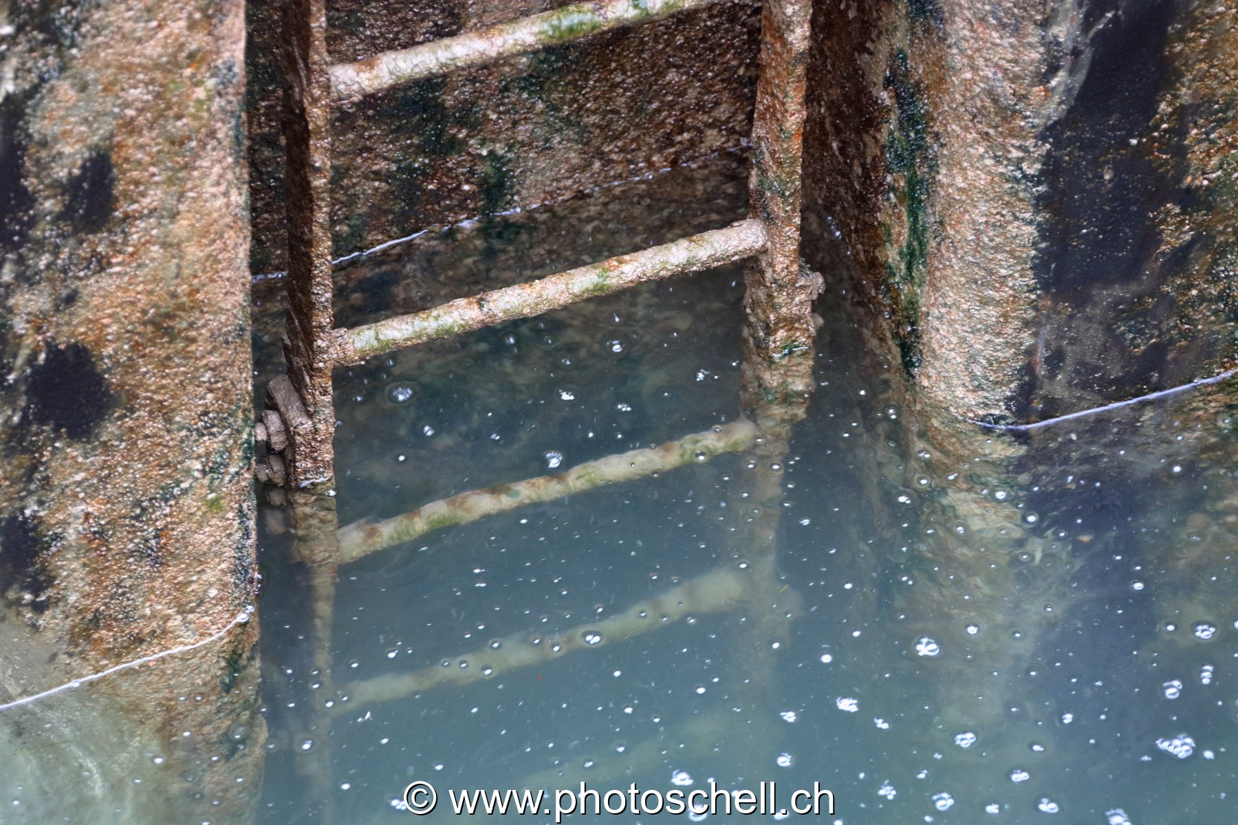 Echelle de métal dans l'eau