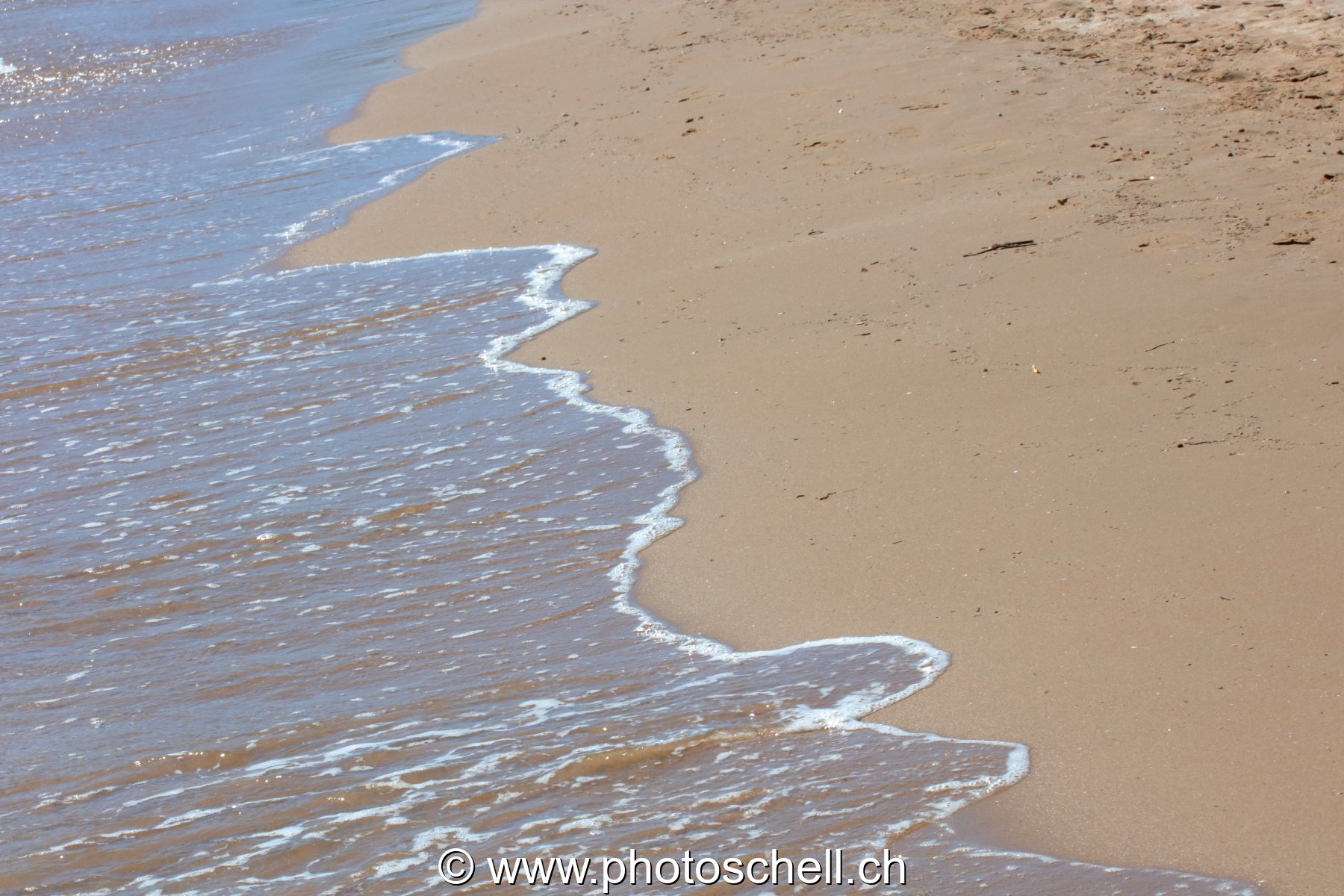 Vaguelettes s'écrasant sur la plage de sable