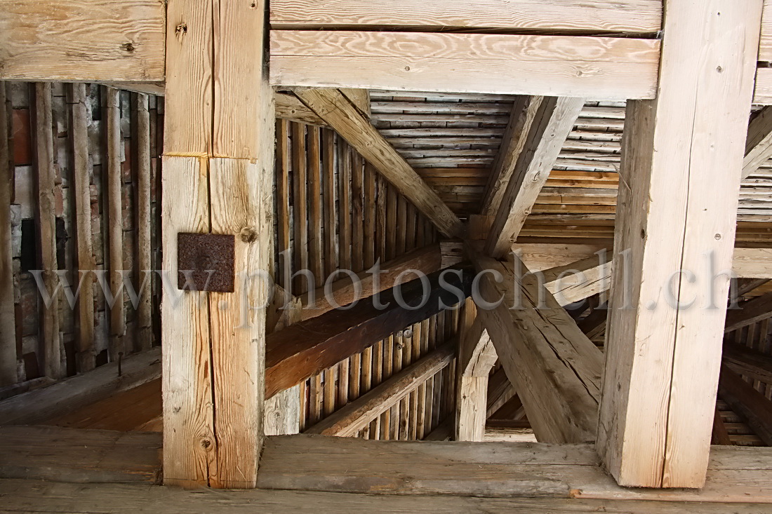 Le chateau de Gruyères, détails des boiseries d'une salle de gar