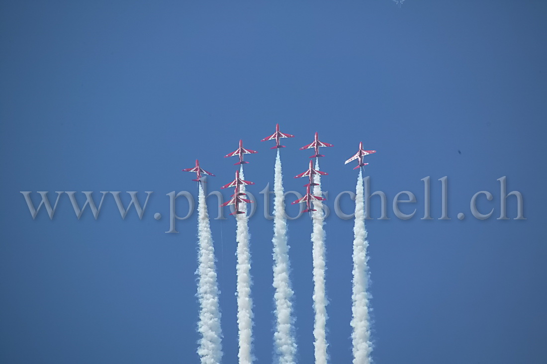 Red Arrows montée groupée avant éclatement