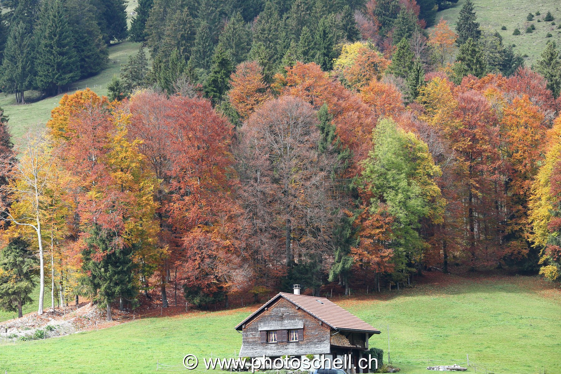 Chalet d'alpage à l'automne